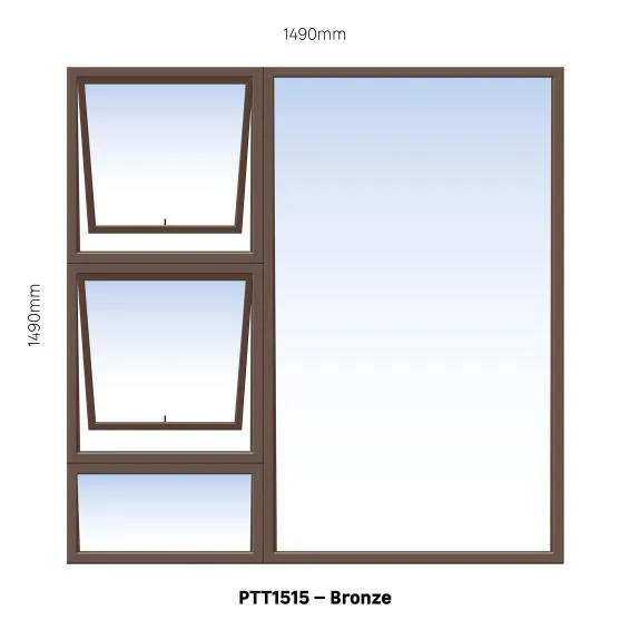 bronze top hung PTT1515 2 vent W1500MM x H1500MM